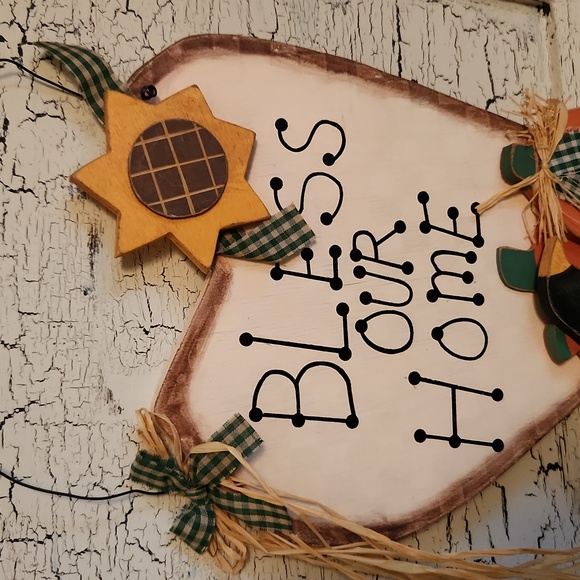 Wooden Plaque Fall Decor "Bless Our Home" - Picture 2 of 8